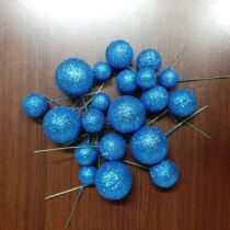 Műanyag dekorációs gömbök - csillogó kék