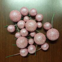 Műanyag dekorációs gömbök - csillogó rózsaszín
