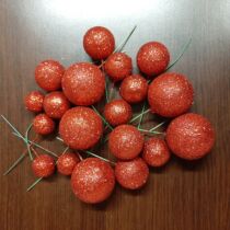 Műanyag dekorációs gömbök - csillogó piros